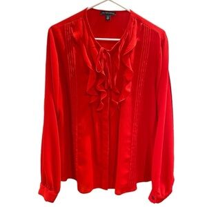Saks Fifth Avenue Lightweight Long Sleeve Blouse with Ruffle Front